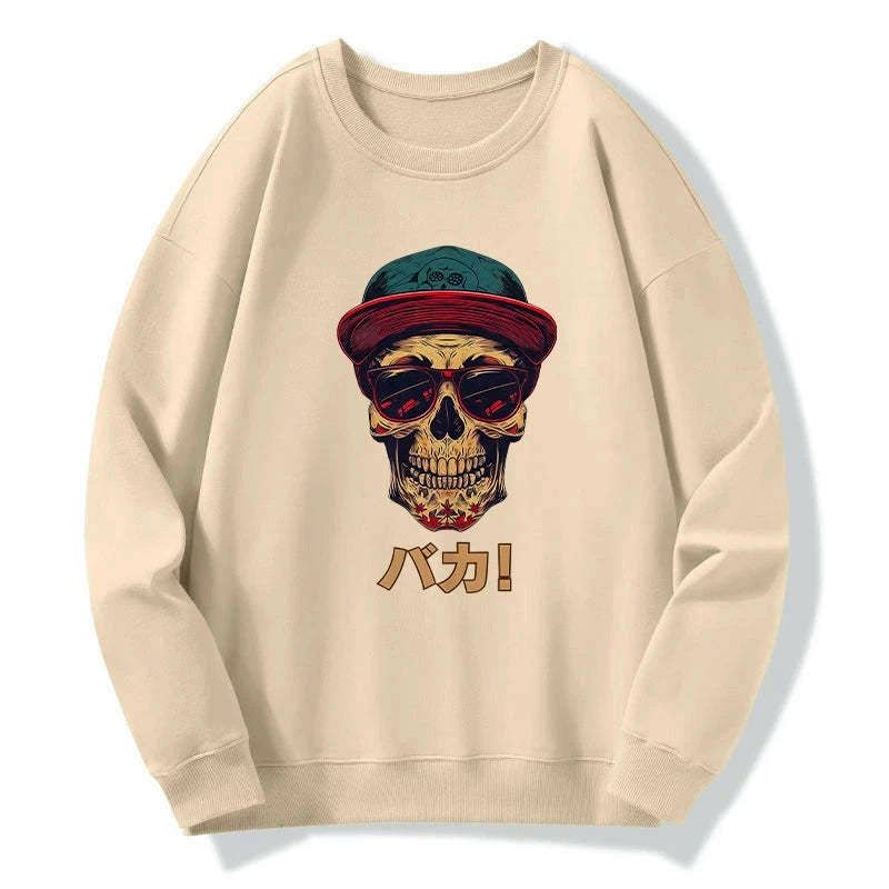 unisex Japanese skull sweatshirt daily wear