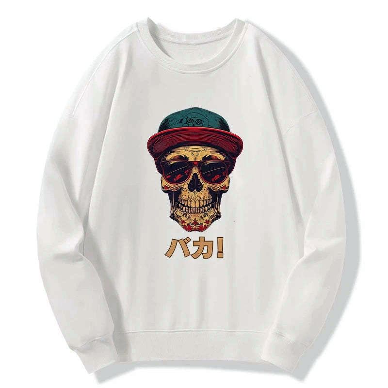 Japanese skull sweatshirt for streetwear
