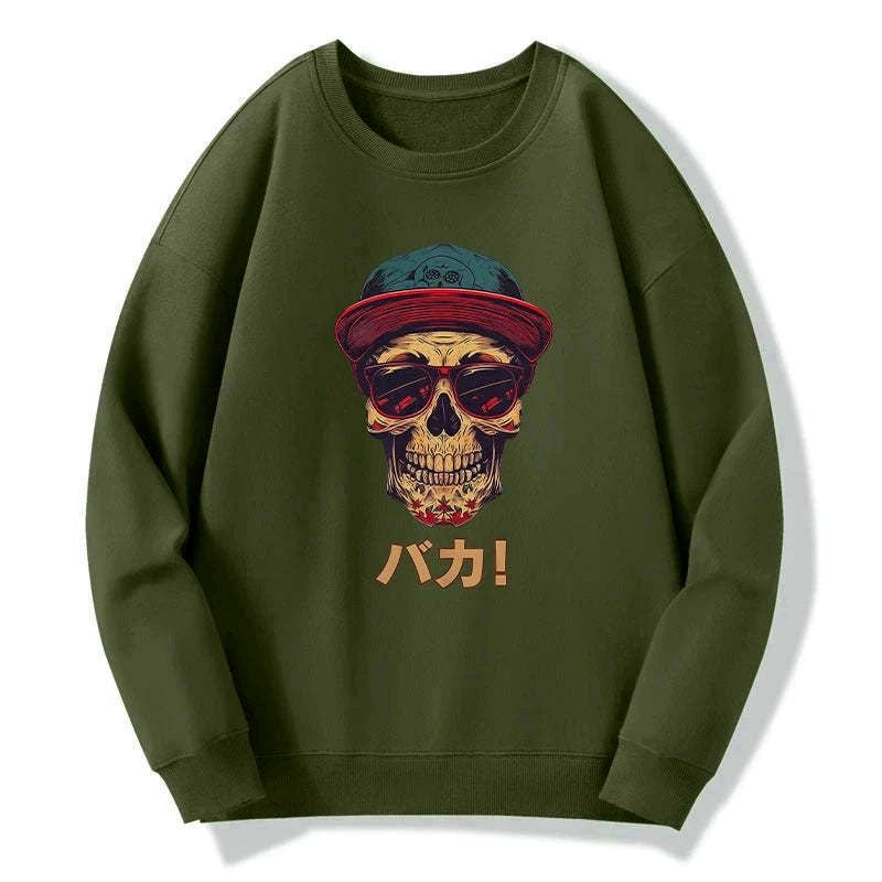 unisex Japanese skull sweatshirt daily wear