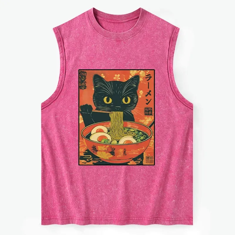 Japanese Vintage Cat Ramen Tank Top
