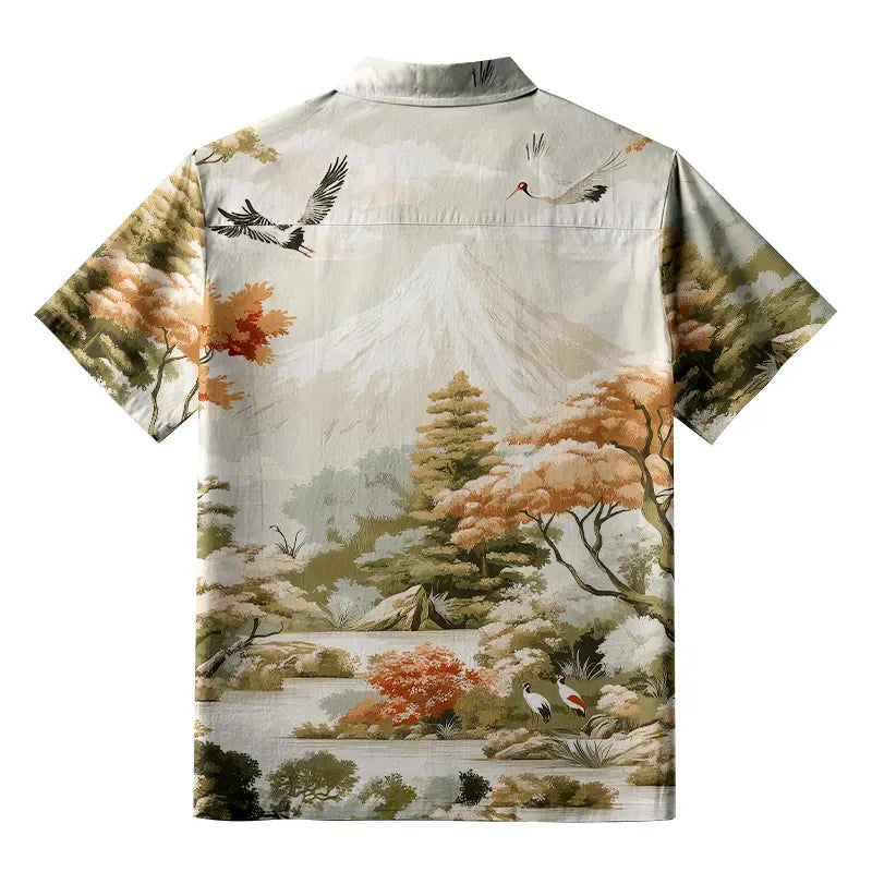 Kyoto-Lion Crane's Mountain Majesty Button-up Shirt
