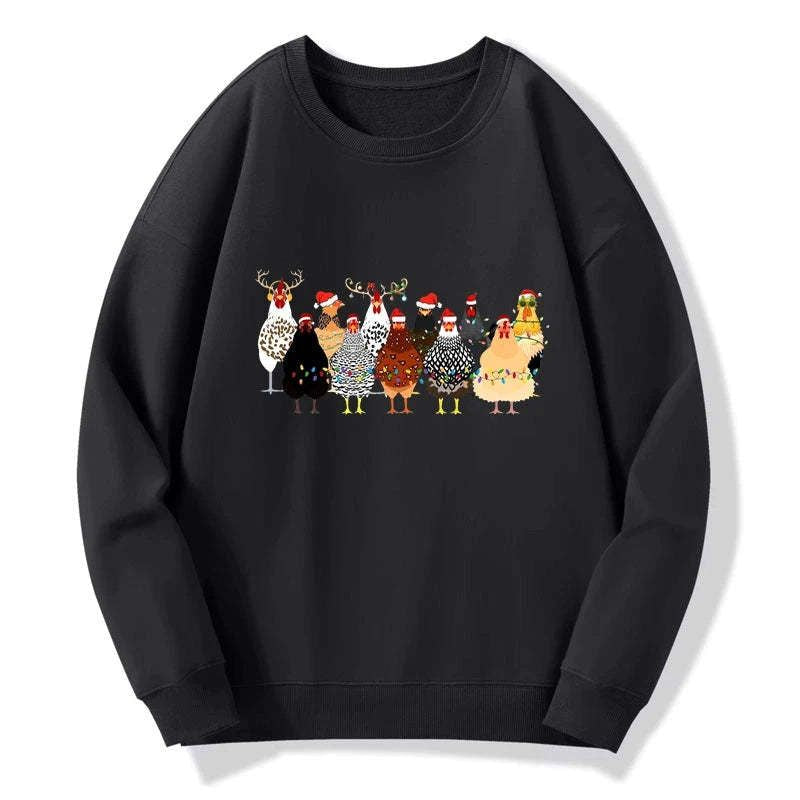 Kyoto-Lion A Flock Of Christmas Chickens Sweatshirt