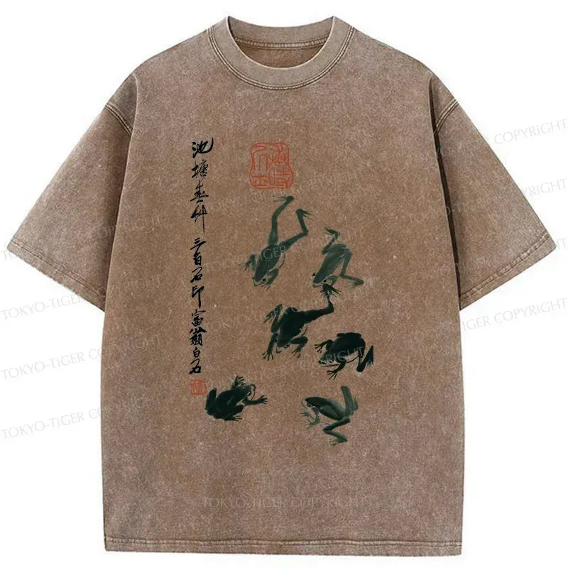 Kyoto-Lion Retro Japan Frog Washed T-Shirt