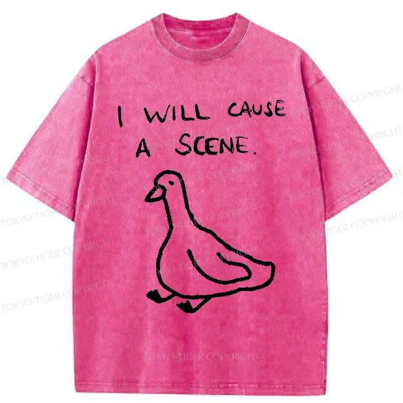 Kyoto-Lion Stupid Goose Funny Japan Retro Washed T-Shirt