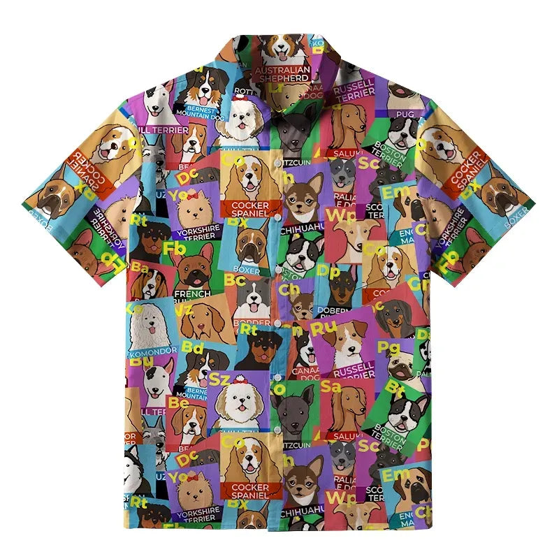Japanese funny dog button-up shirt for gift