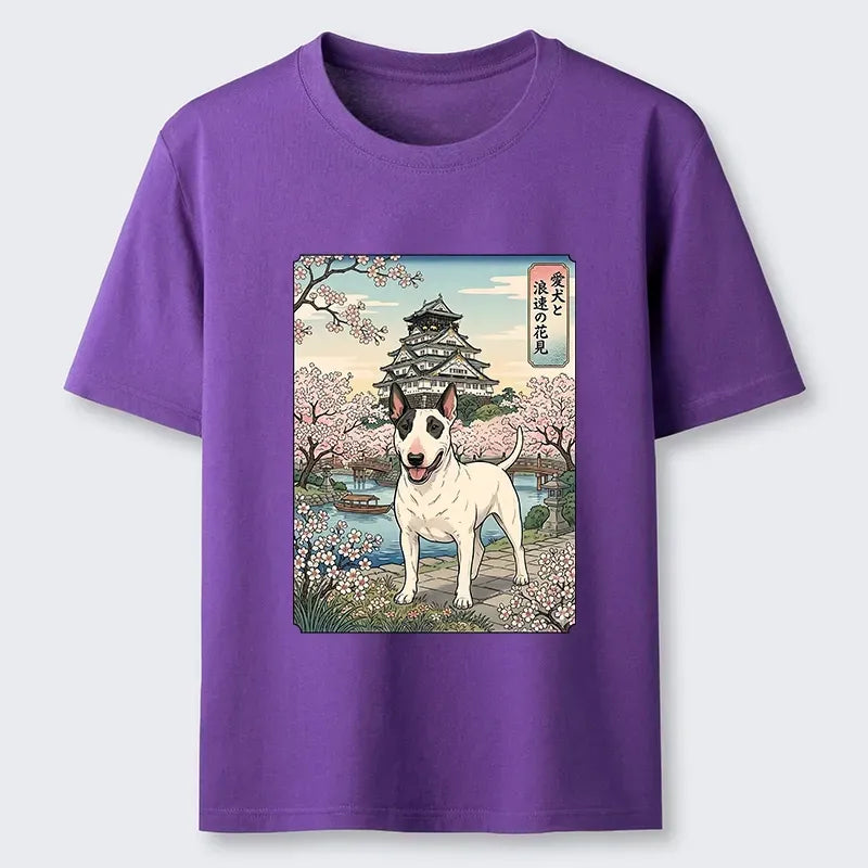 Kyoto-Lion Ukiyo-e Bull Terrier Cherry Blossom Art Classic T-Shirt