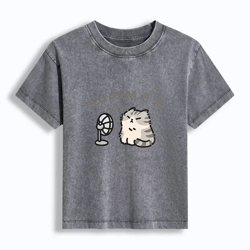 Cat chills with fan trendy gift