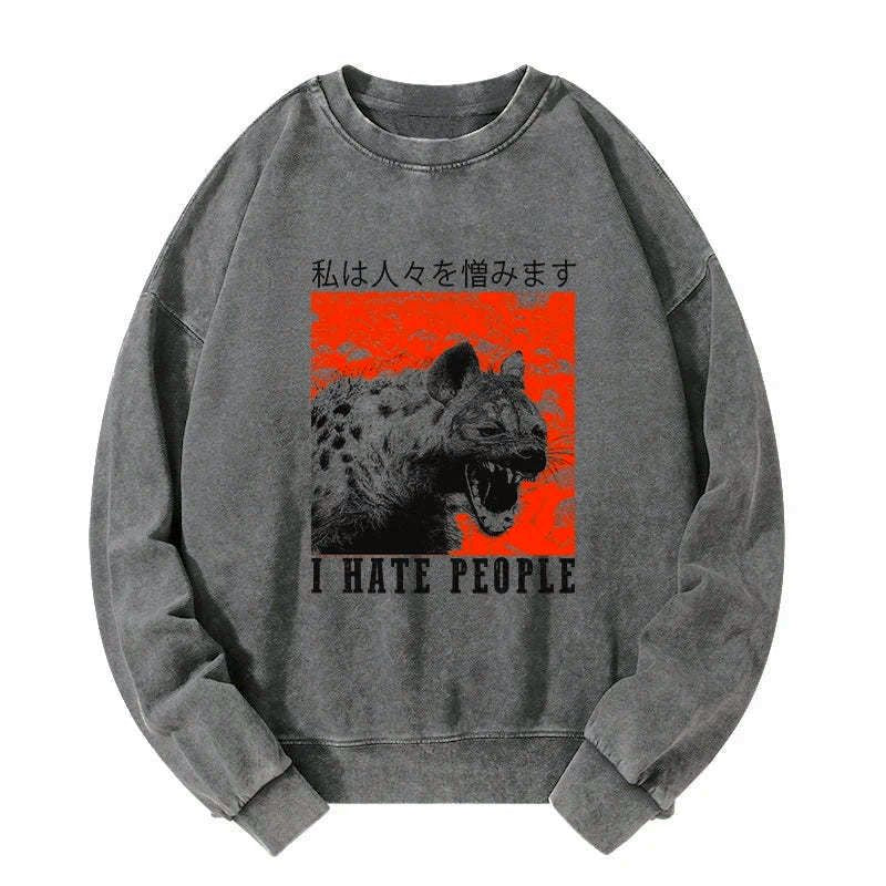 Kyoto-Lion A Hyena That Hates Humans Washed Sweatshirt