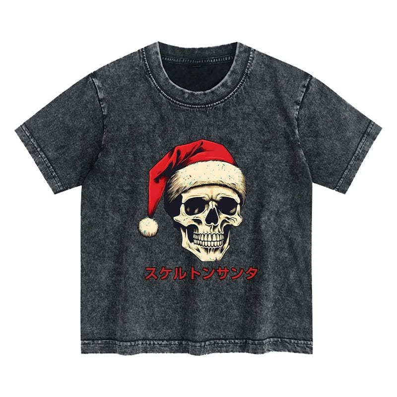 japanese kids washed t-shirt skeleton santa