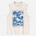 Kyoto-Lion Japanese Retro Art Wave Washed Tank