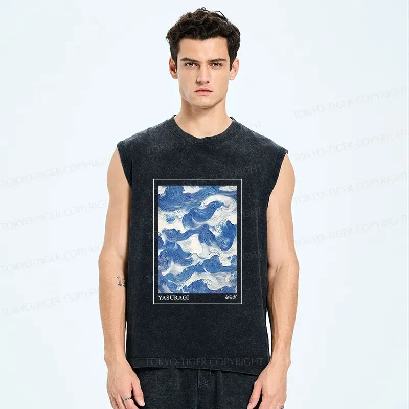 wave washed unisex tank top trendy