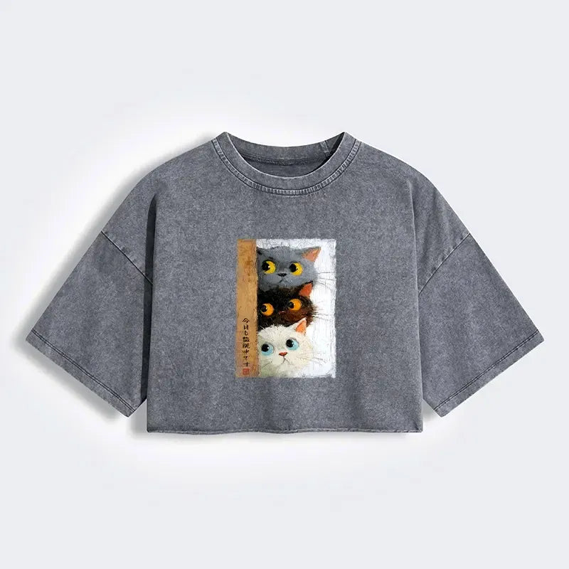 Three Cute Cats Japanese Vintage Tee