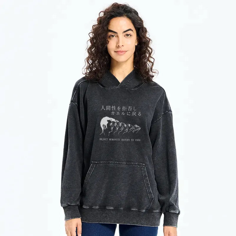 Japanese vintage frog washed hoodie