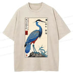 Colorful Crane Washed T-Shirt for Summer