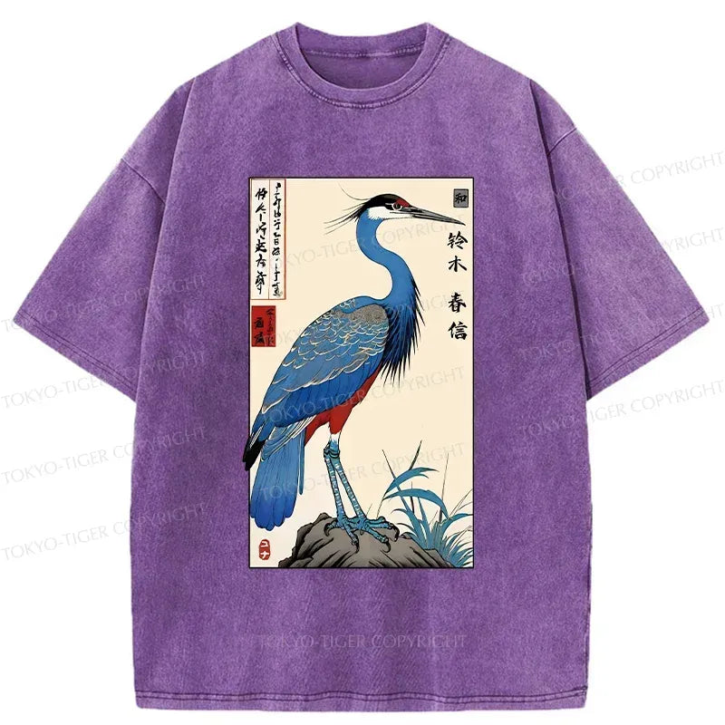 Japanese Vintage Crane T-Shirt Free Shipping