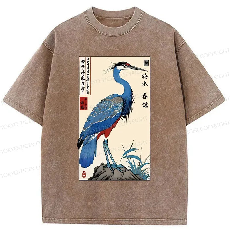 Kyoto-Lion Colorful Crane Washed T-Shirt