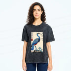 Colorful Crane Washed T-Shirt for Summer