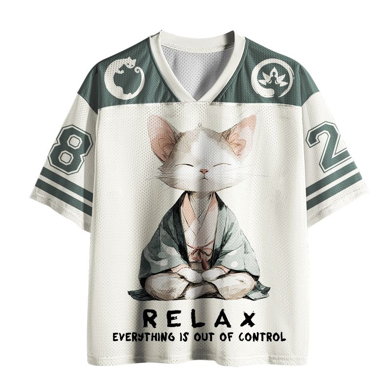 Kyoto-Lion Zen Meditating Cat Mesh Jersey