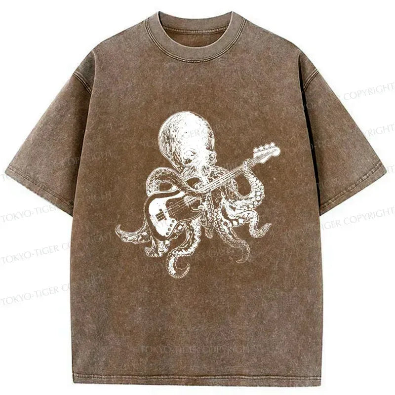 Japanese octopus guitarist washed t-shirt