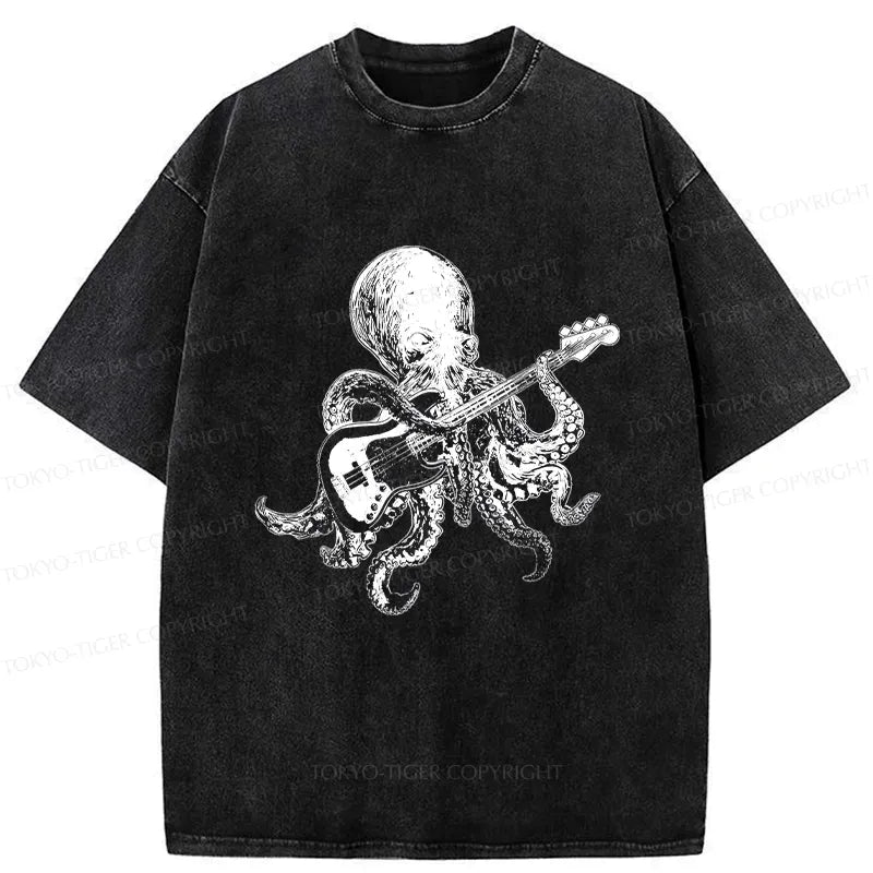Japanese octopus guitarist washed t-shirt