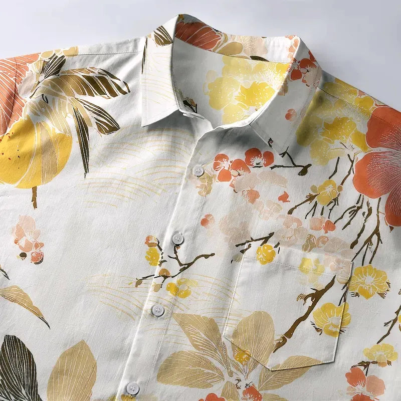 Vintage Japanese Button-up Shirt for Summer
