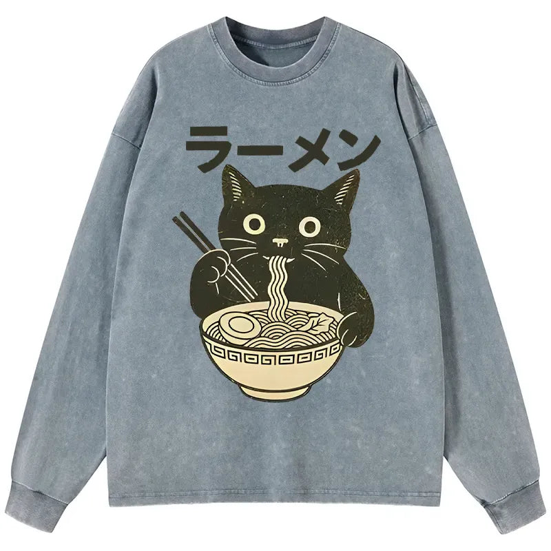 Washed Long Sleeve T-Shirt for Streetwear