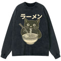 Black Cat Eating Ramen Japanese T-Shirt