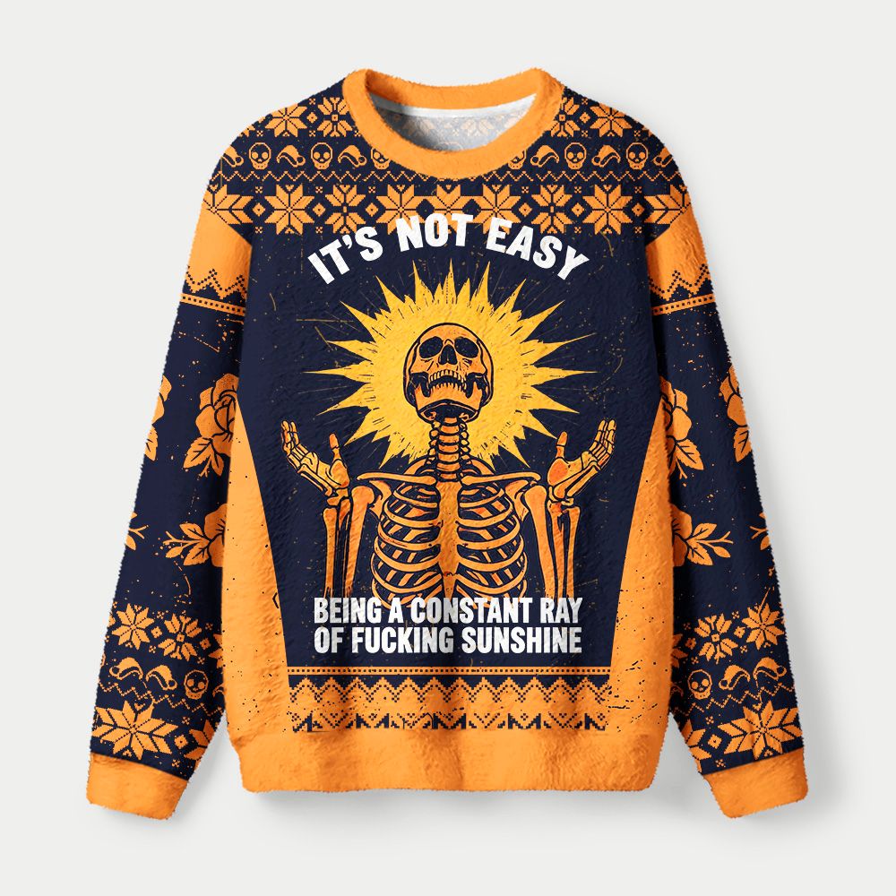 Kyoto-Lion Shining Funny Skeleton Fuzzy Christmas Ugly Sweatshirt