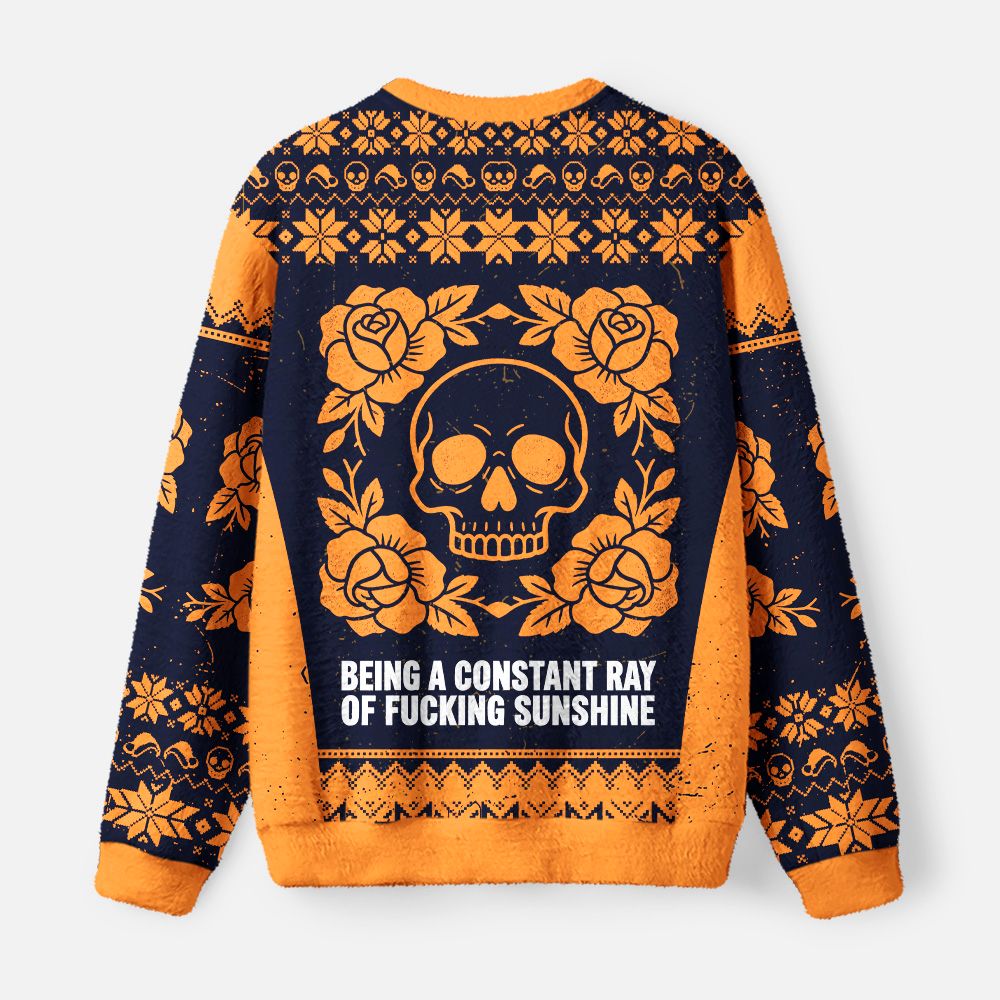 Kyoto-Lion Shining Funny Skeleton Fuzzy Christmas Ugly Sweatshirt