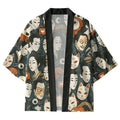 Kyoto-Lion Japanese Geisha And Mask Kimono Cardigan
