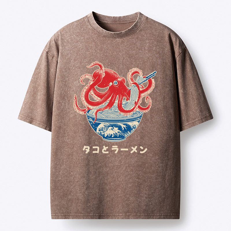 Octopus Eating Ramen T-Shirt for Anime Convention