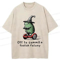 Kyoto-Lion Japan Frog Riding A Balance Scooter Washed T-Shirt