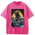 washed vintage ukiyo-e cat shirt