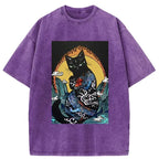 washed vintage ukiyo-e cat shirt