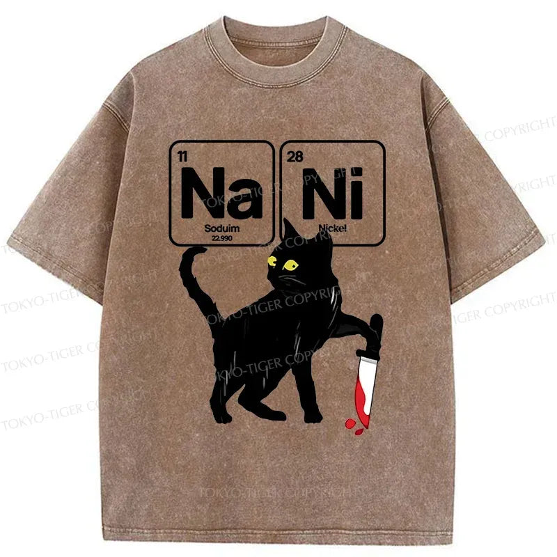 Kyoto-Lion Cat With Question Washed T-Shirt