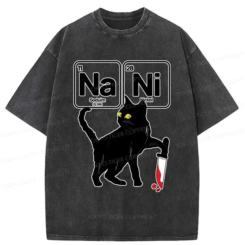 Kyoto-Lion Cat With Question Washed T-Shirt