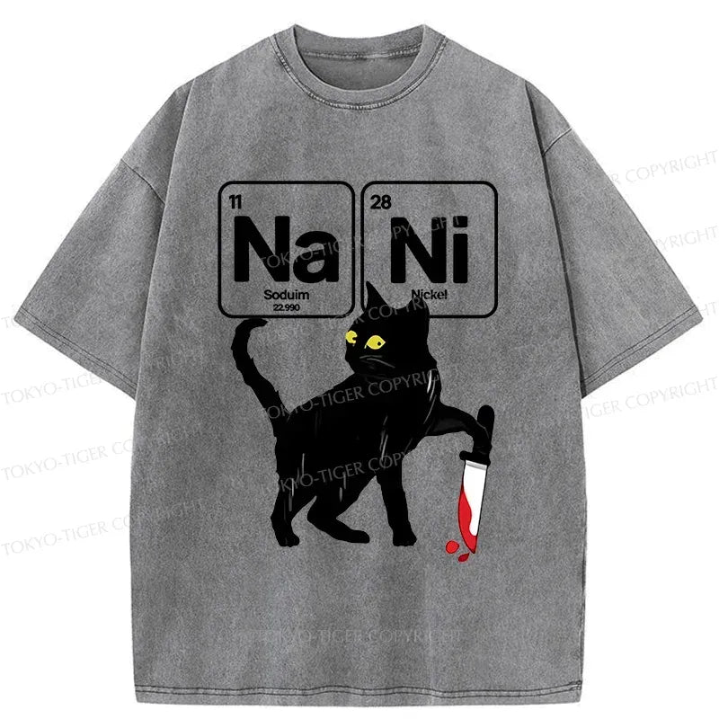 Kyoto-Lion Cat With Question Washed T-Shirt