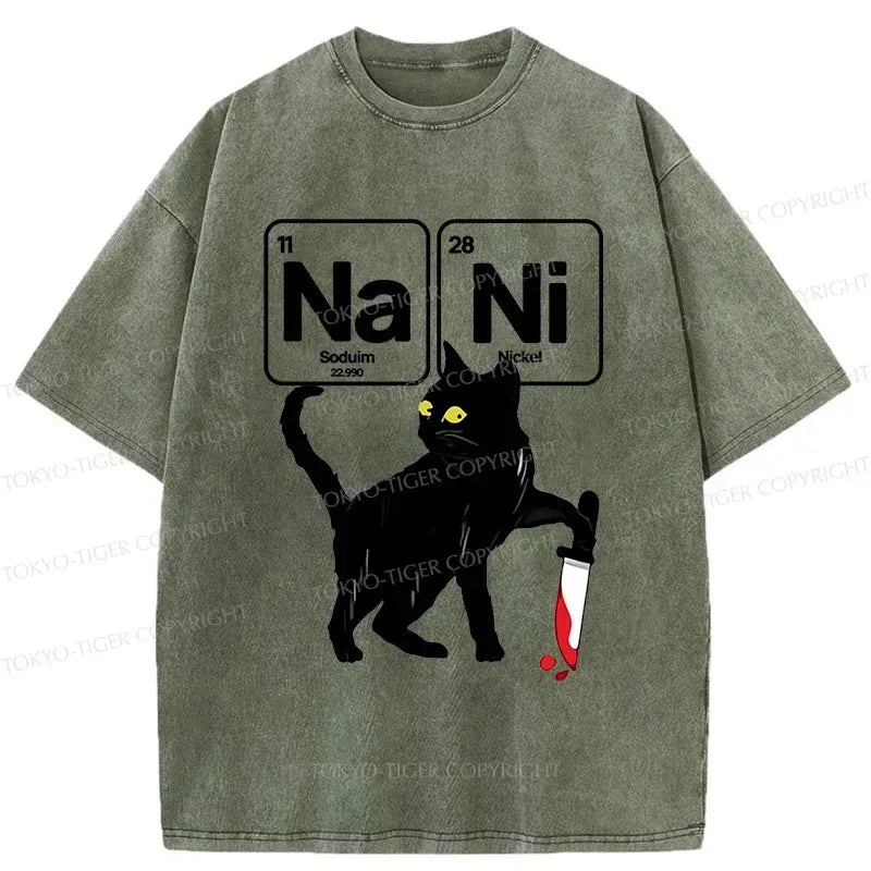 Kyoto-Lion Cat With Question Washed T-Shirt