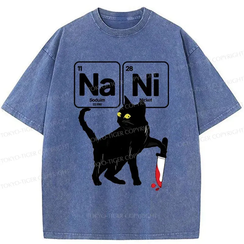 Japanese Cat Washed T-Shirt for Streetwear