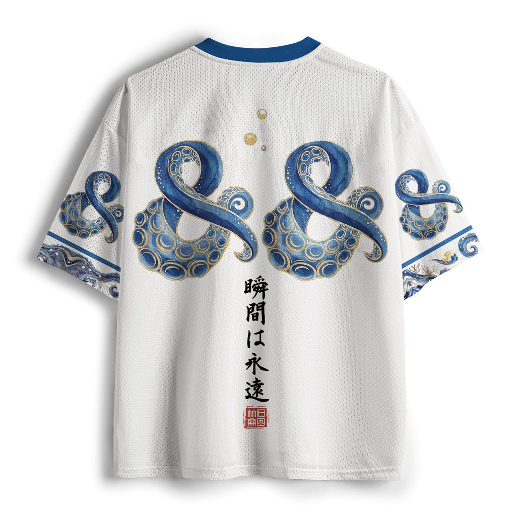 Kyoto-Lion Japanese Ink Blue Octopus Art Mesh Jersey