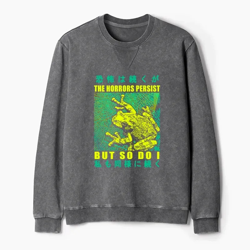Kyoto-Lion The Horrors Persist Frog Washed Terry Sweatshirt