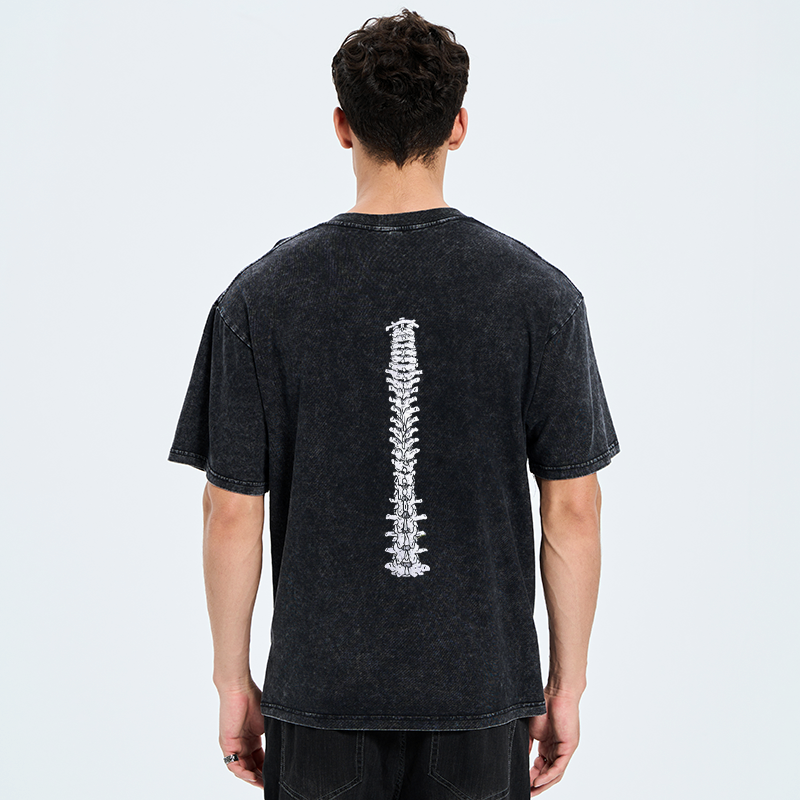 Kyoto-Lion Spine Back Washed T-Shirt