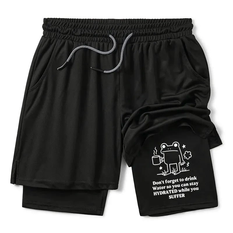 Kyoto-Lion Frog Says Drink Water Training Shorts