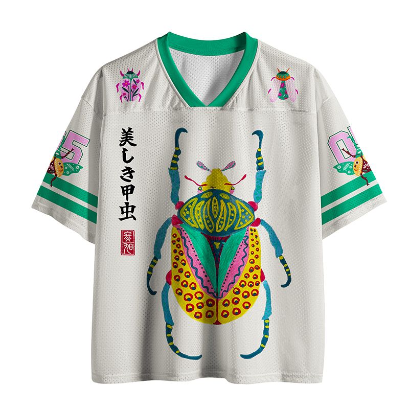 Kyoto-Lion Patterned Beetle Mesh Jersey