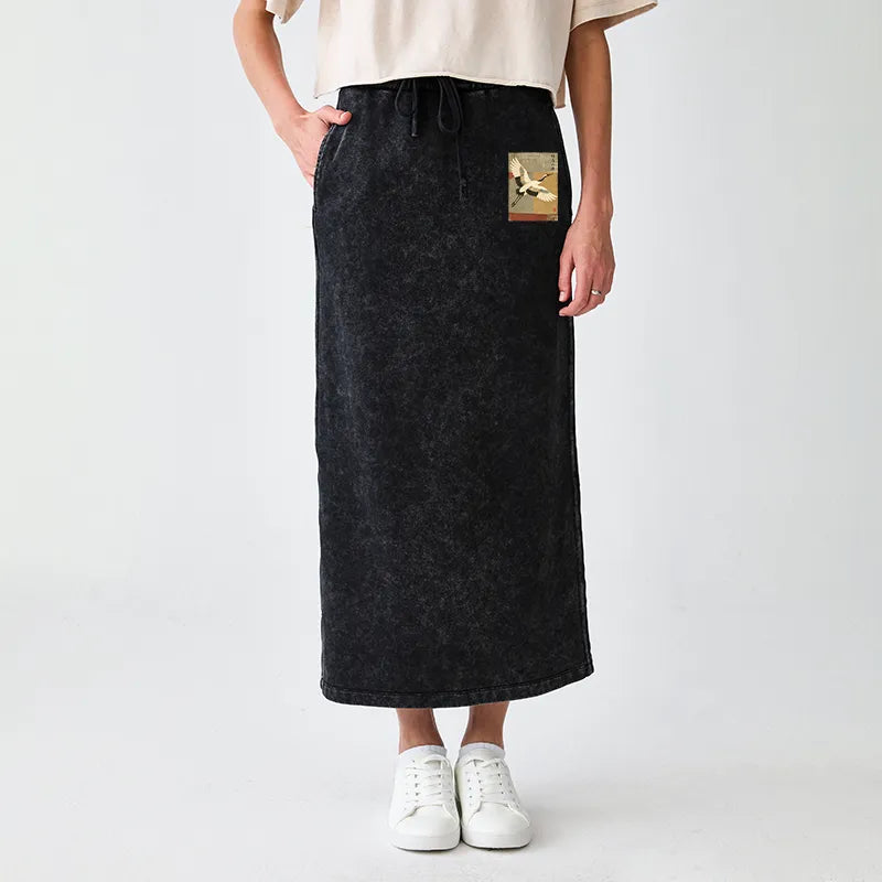 Kyoto-Lion Crane Spirit Washed Terry Skirt
