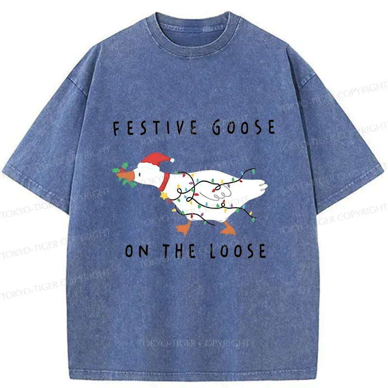 Kyoto-Lion Stupid Goose Christmas Washed T-Shirt
