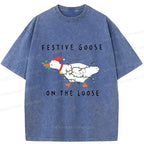 Kyoto-Lion Stupid Goose Christmas Washed T-Shirt