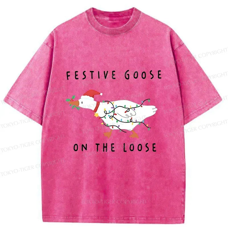 Kyoto-Lion Stupid Goose Christmas Washed T-Shirt