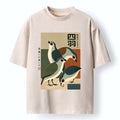 Kyoto-Lion Four Birds In Vintage Japanese Style Washed T-Shirt
