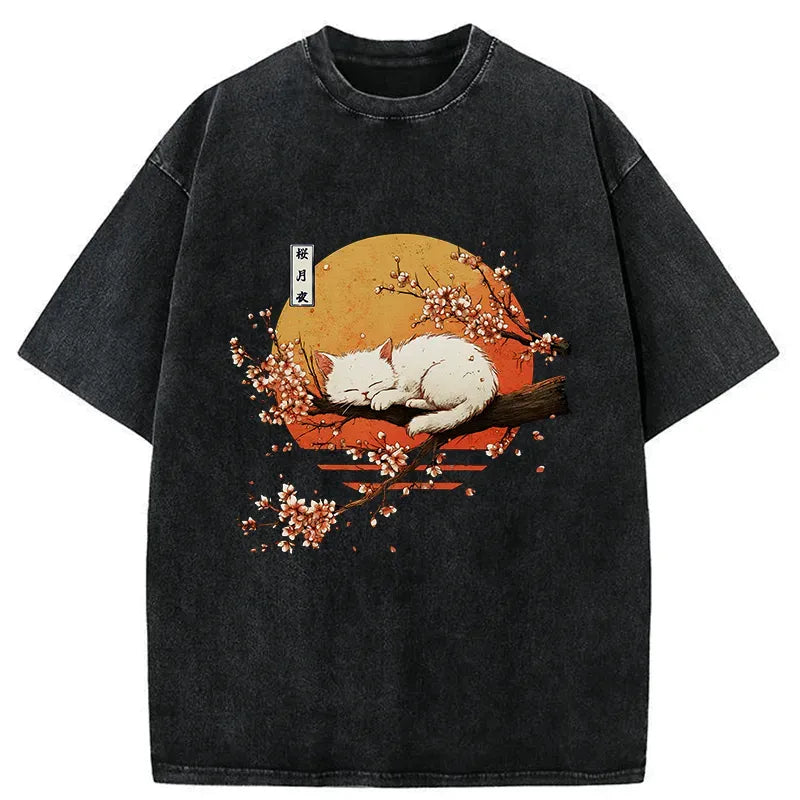 Vintage Ukiyo-e Cat T-Shirt for Daily Wear